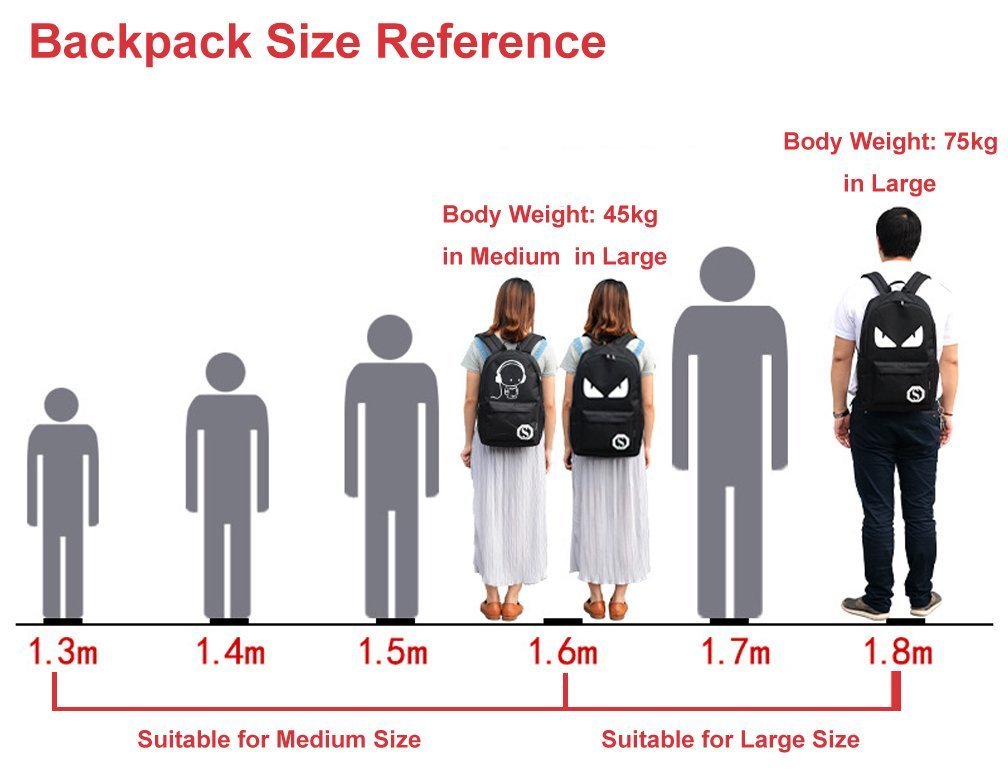 DOLIROX Luminous Schoolbag Anime School Backpack Shoulder Daypack Laptop Bag with USB Charging Port/Cable/Pencil Case and Password Lock for Travel Hiking (Large, Black A)