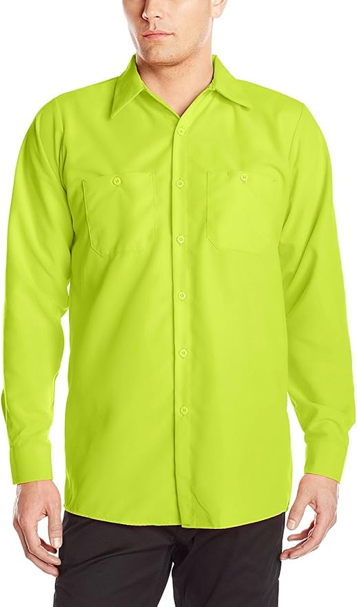 Red Kap Men's Enhanced Visibility Work Shirt, Fluorescent