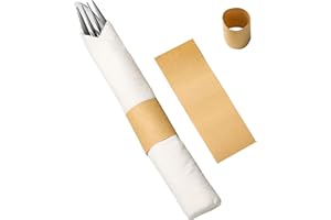 Germiwipe (Box of 500 Kraft) Paper Napkin Band Self Adhesive, Paper Napkin Rings Self Adhesive,Silverware Wraps Bands,