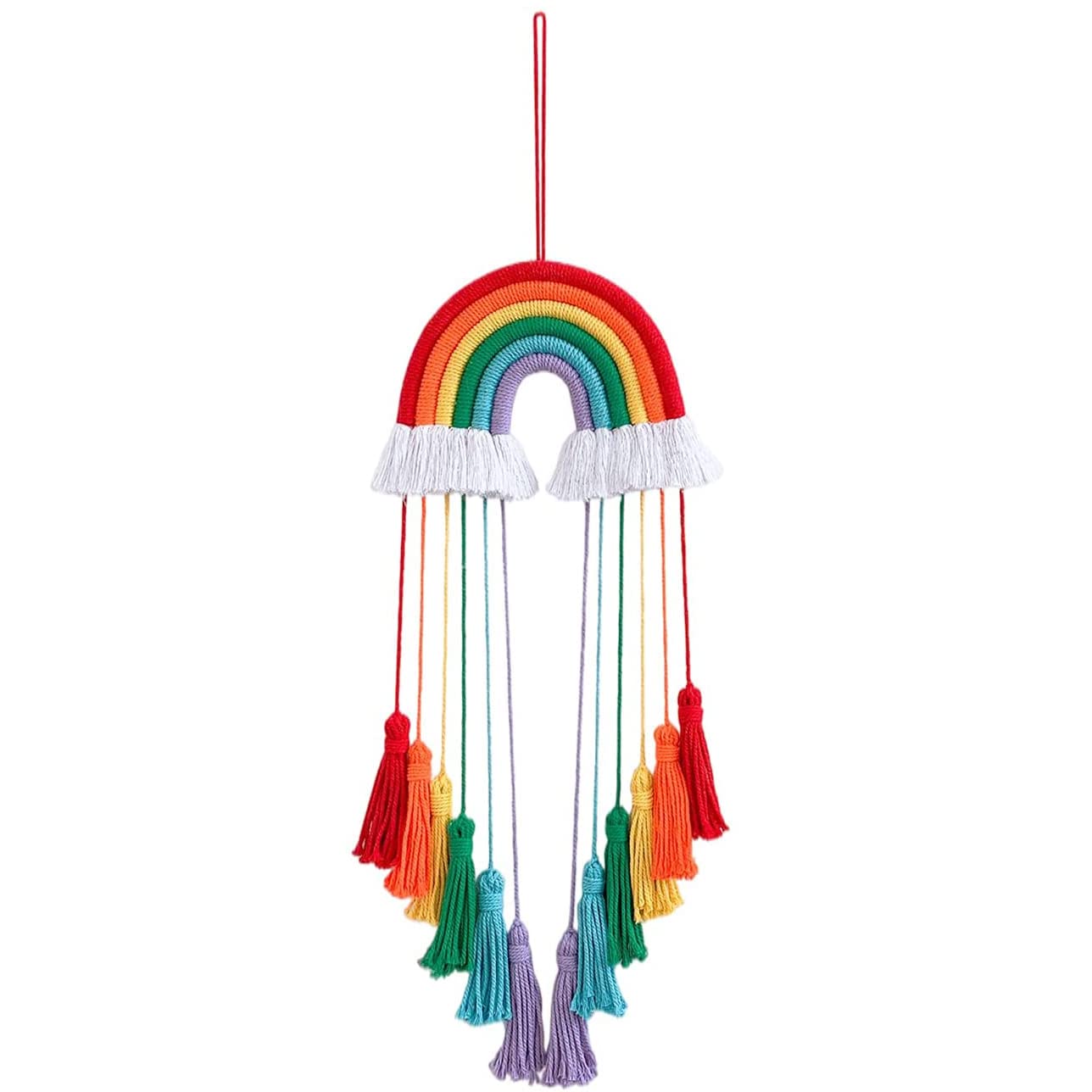 SZETOSY Rainbow Wall Hangings Decoration - GOODCHANCEUK Cotton Rope Rainbow Macrame Wall Ornaments Boho Tapestry with Tassels for Kids Nursery Room Decor