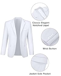 Fxzpiodi Mens White Slim Fit 2 Piece Suit, Single