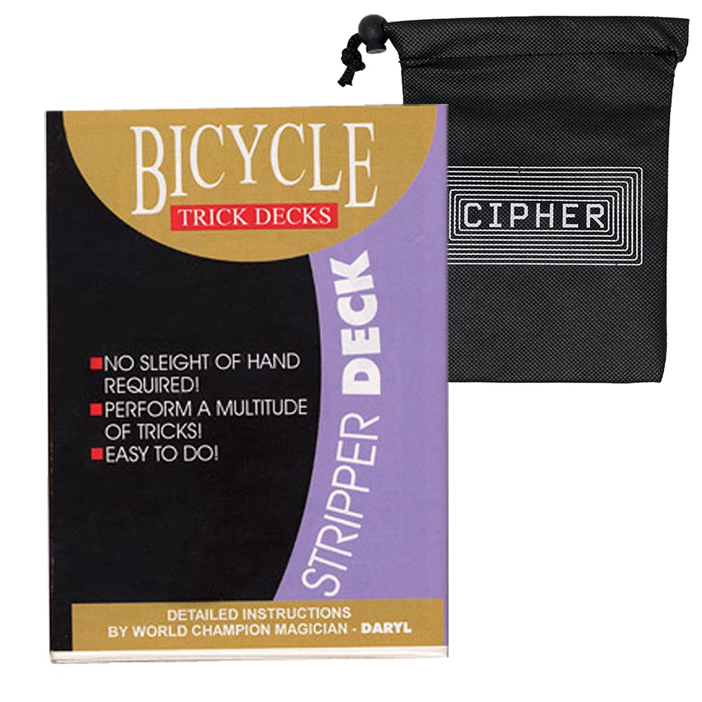 Stripper Bicycle Deck - Easy Magic Card Trick - Includes Cipher Card Bag (Blue)