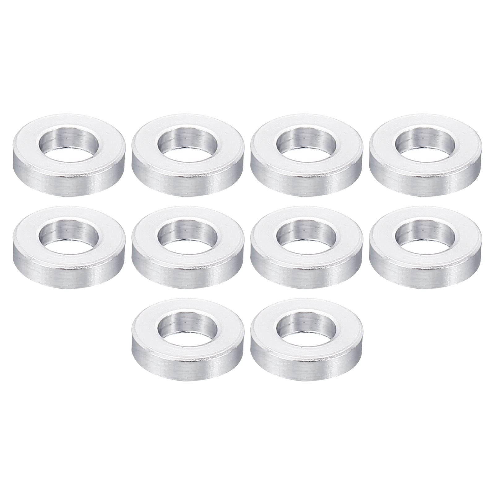 PATIKIL M4 Aluminum Spacer, 10 Pack 4.2mm ID x 8mm OD x 2mm L Metal Spacer Aluminum Round Plain Finish Spacer Screw Standoff for 3/16" or M4 Screw Bolts