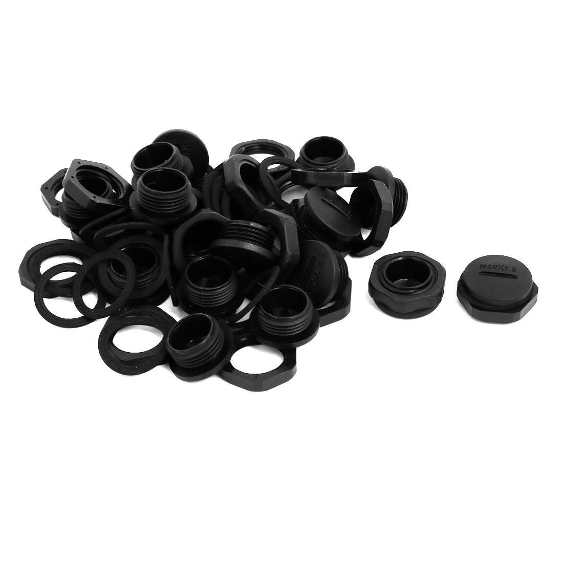 Sourcingmap M20x1.5mm Nylon Male Threaded Cable Gland Screw End Cap Cover Black 20pcs