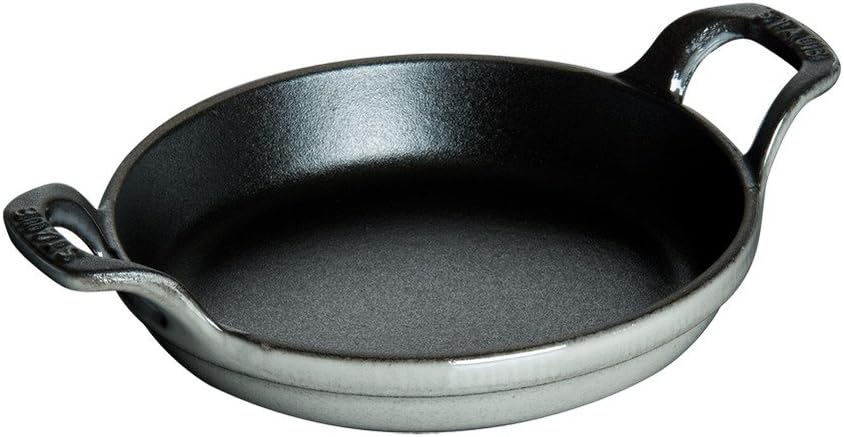 Staub Cast Iron 6-inch Round Gratin Baking Dish - Graphite Grey, Made in France, Graphite Gray, 6 Inch, Round