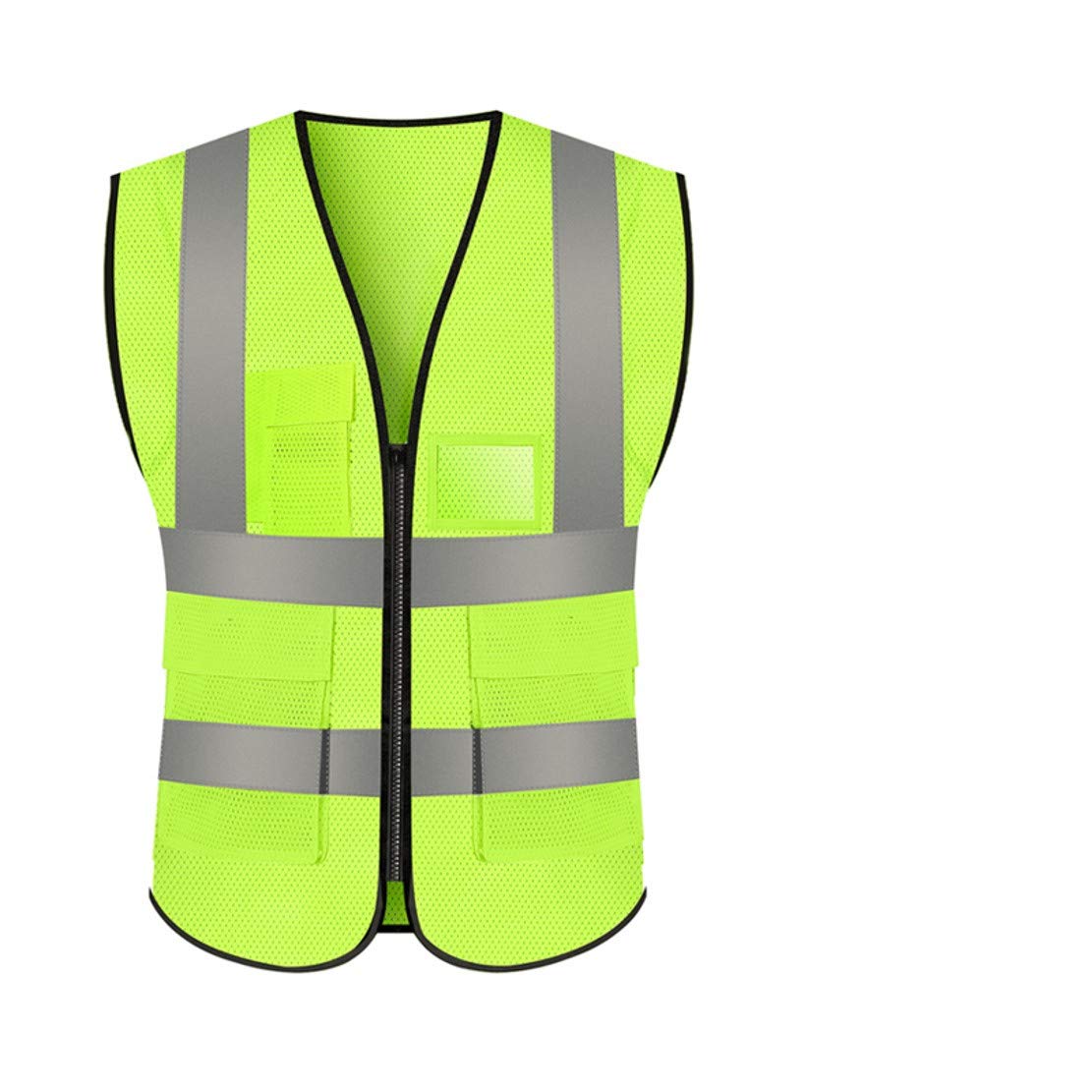 JZK Yellow XXXL mesh Safety Vest with Pockets and Zipper, high Visibility mesh Waistcoat Reflective Vest Jacket for Men Women Adults, hi vis Vest with Pockets