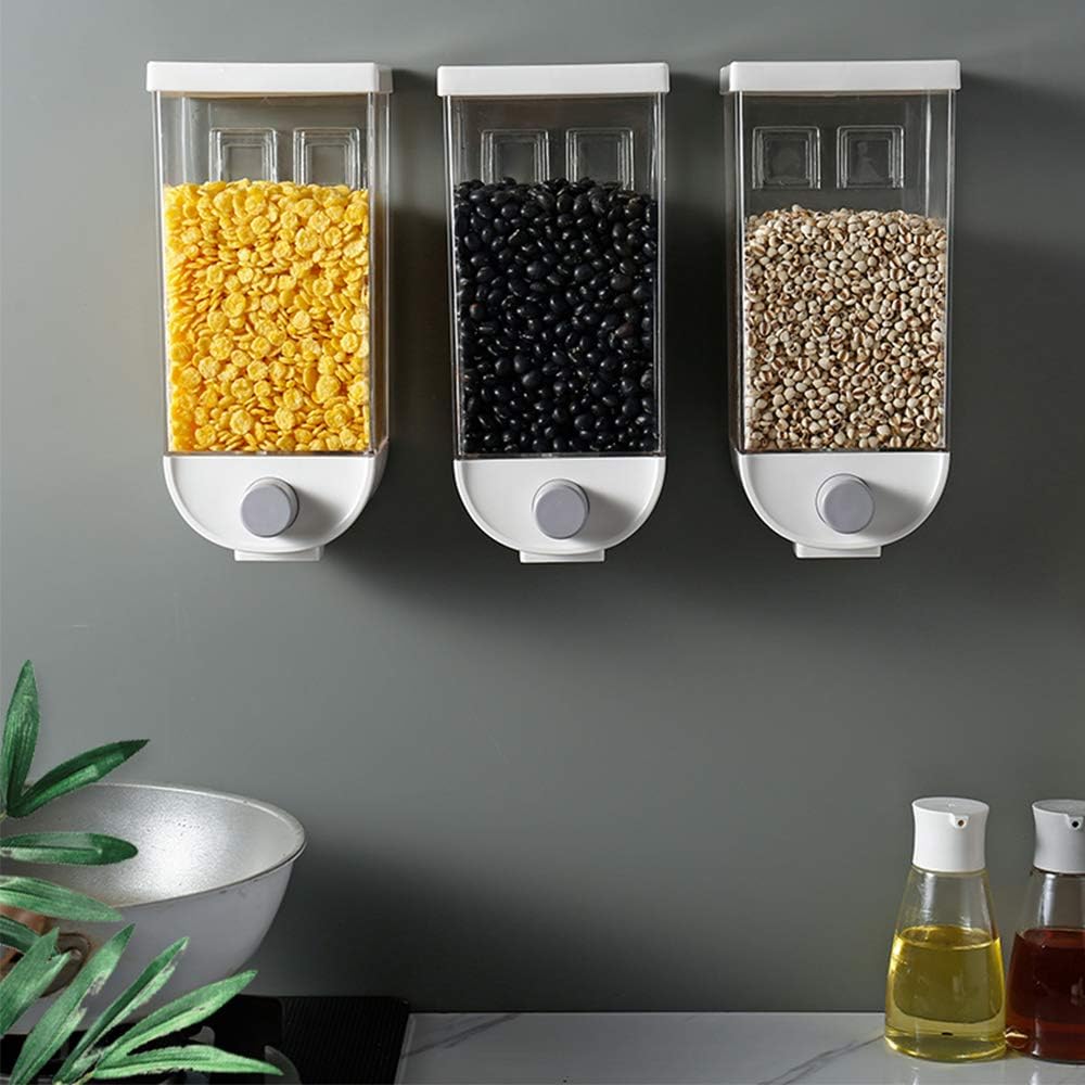 Wall Mounted Dry Food Dispenser Kitchen Food Storage for Beans Tea, Snack Grain Canister Cereal Dispenser Not for Oatmeal (1500ML): Kitchen & Dining