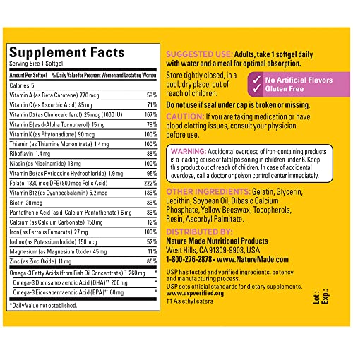 Nature Made Prenatal with Folic Acid + DHA, Prenatal Vitamin and
