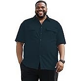 Yuyapu Big and Tall Button Down Shirt with Pockets for Men, 3XL-8XL Casual Summer Short Sleeve Shirts Soft Lightweight