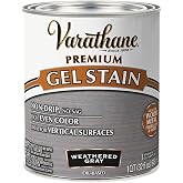 Varathane Premium Weathered Gray Gel Stain | Vertical Surface Application, Wood, Metal &amp; Fiberglass, Rich Color Penetration, Low Drip Formula, Quart