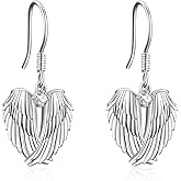 YFN Sterling Silver Angel Wings Earring with Cubic Zirconia - Ideal Gift for Women