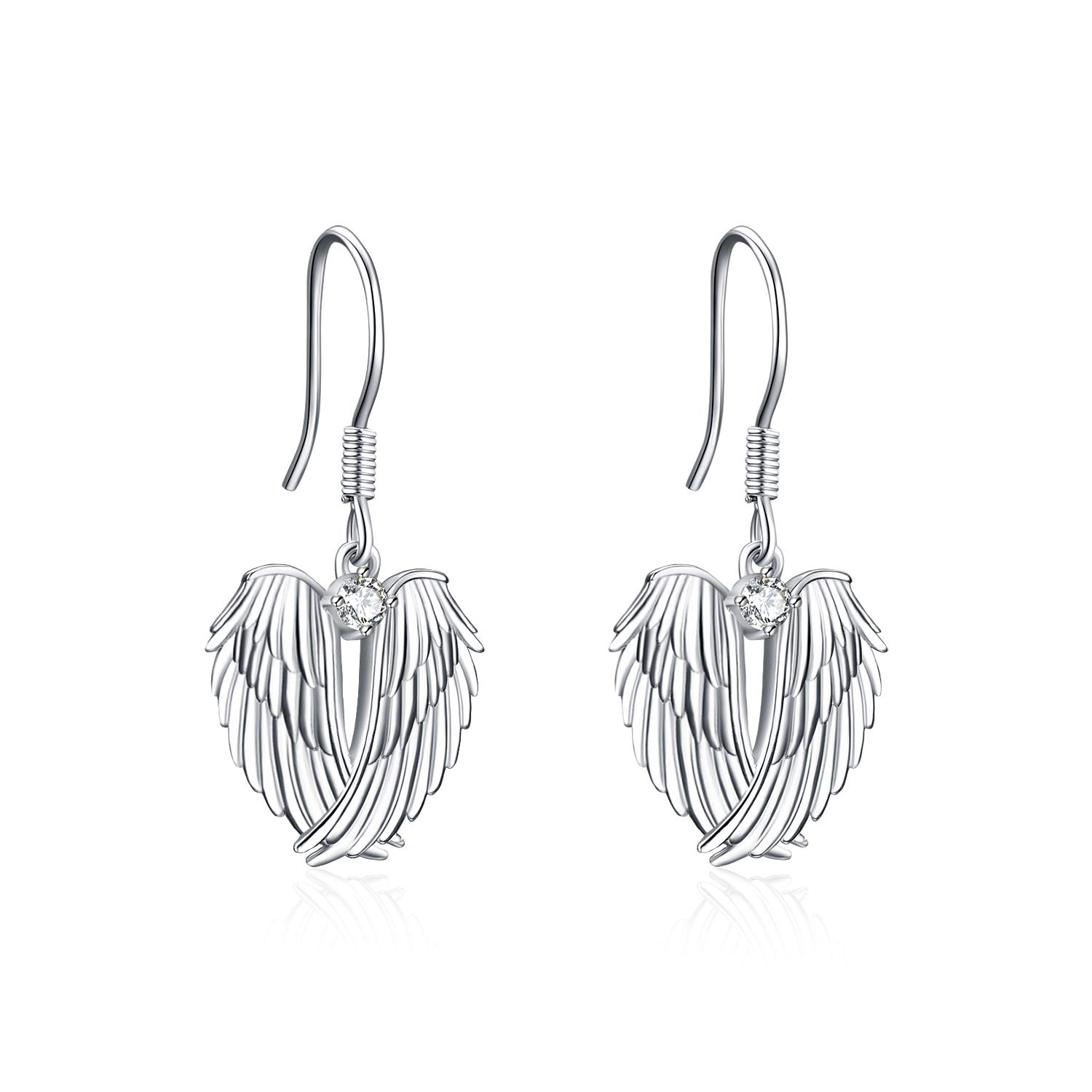 YAFEINI Angel Wings Earrings Sterling Silver Guardian Angel Wings Dangle Drop Earring Wings Jewelry for Women Gifts