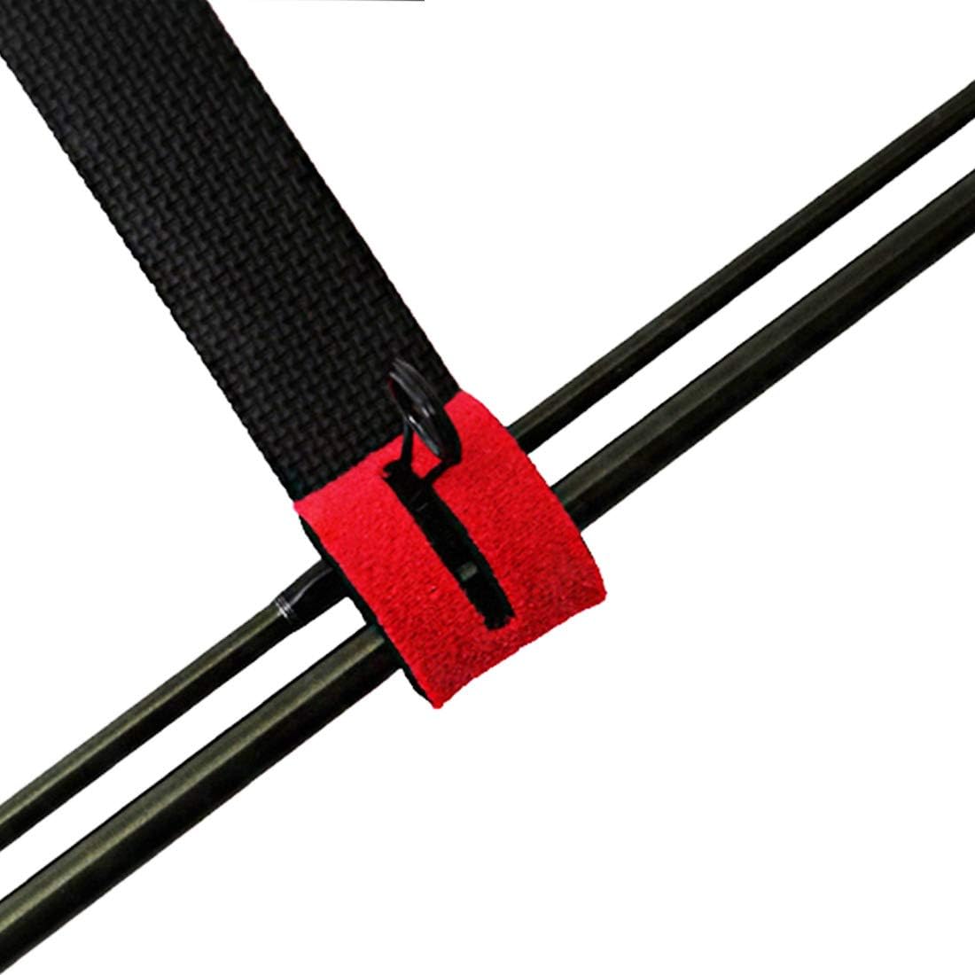 Lime2018 Fishing Rod Tie Strap，Velcro Straps with, Fishing Rod Card Slot Strap Fishing Gear Auxiliary Supplies (Blue, red, Black, ) 3pcs : Clothing