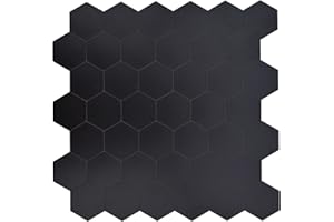 Miscasa Peel and Stick Black Tile Backsplash, Hexagon Aluminum Composite Panel Self Adhesive Tile Backsplash for Kitchen (6 Sheets)