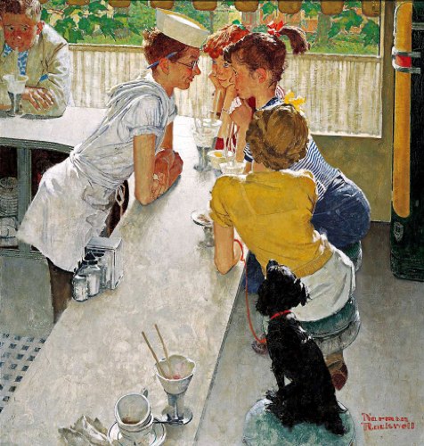 Olde Time Mercantile Norman Rockwell Soda Jerk 1953 Art Print - 8 in x 9 in - Unmatted, Unframed