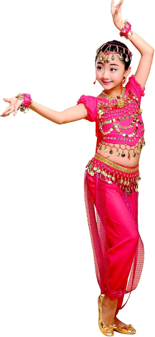 Costume Indien Avec Pièces Costume Bollywood 2 Pièces Grouptap - Top Et Pantalon Avec Pièces - Taille 150-170cm - Bleu Costume Jasmine Donna