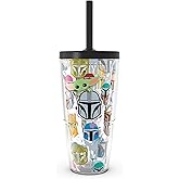 Tervis Star Wars - Mandalorian - Peekaboo Made in USA Double Walled Insulated Tumbler Travel Cup Keeps Drinks Cold & Hot, 24oz with Straw Lid, Classic