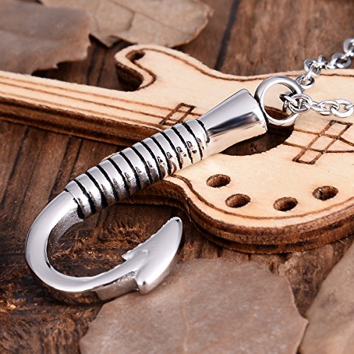 Cremation Jewelry Fish Hook Urn Necklace for Ashes Holder Stainless Steel Memorial Pendant - Thumbnail 2
