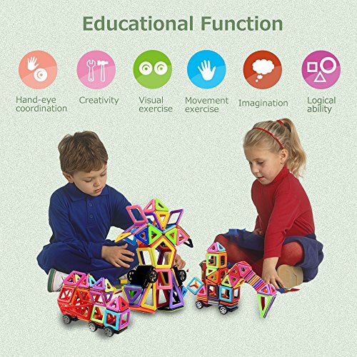 Banne Magnetic Blocks Storage Box,113PCS Magnetic Tiles Kids, Magnetic Building Blocks Set Boys Girls, Magnet Tiles Educational,Magnetic Toys Toddlers - Thumbnail 3