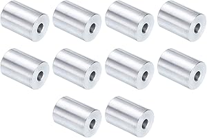 uxcell 10pcs Aluminum Spacer 1/4" Bore x 3/4" OD x 1" Length Screw Standoff Bushing Plain Finish Round Metal Spacer for 1/4 I