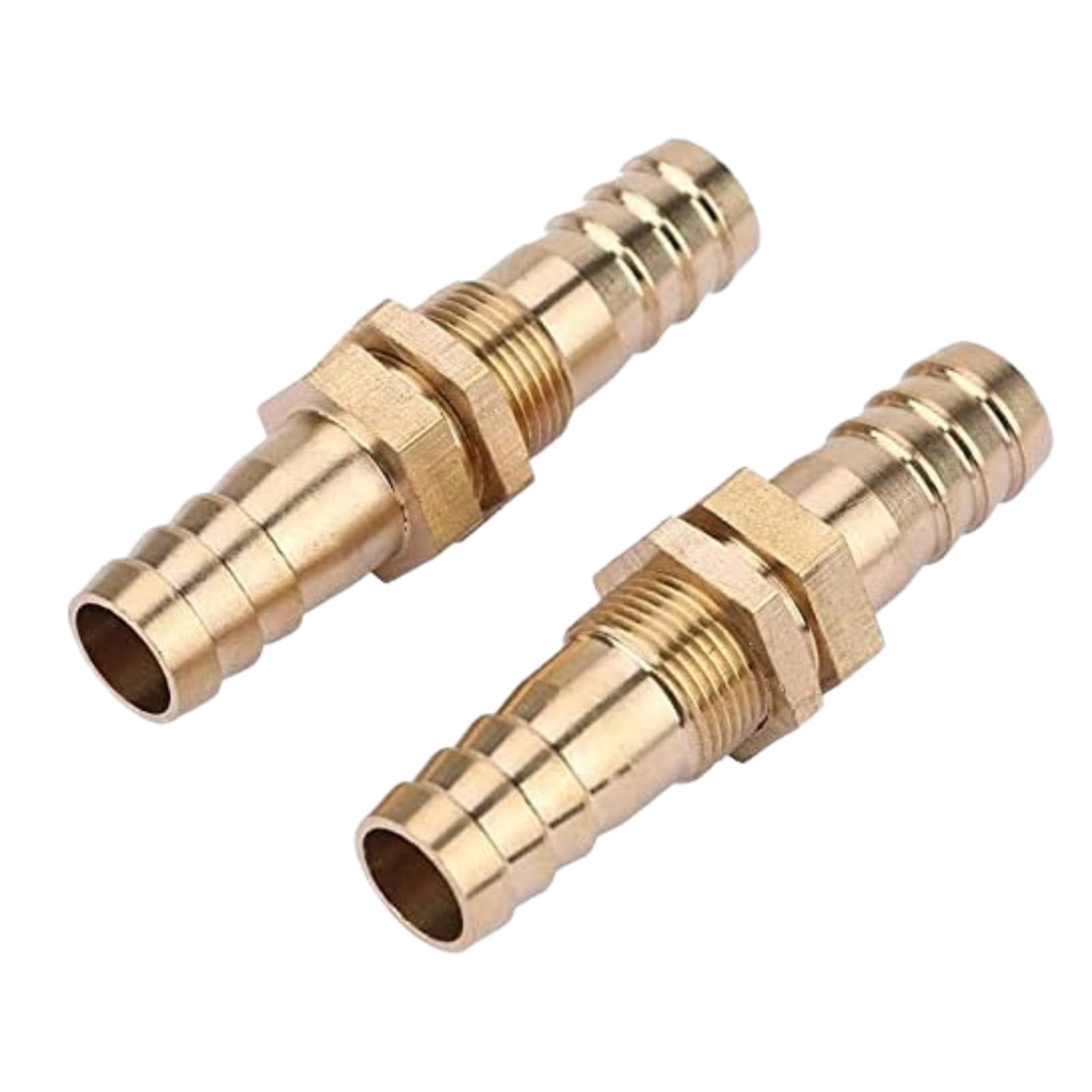 DEWIN Brass Bulkhead Pipe Fitting, Hose Barb Brass Bulkhead Pipe Fitting Coupler Connector Adapter 2 Pcs(12mm)
