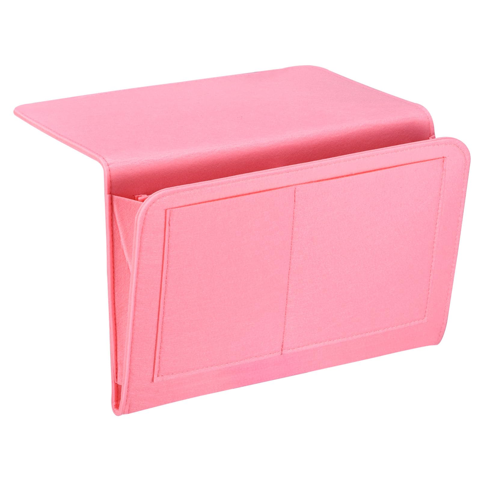 PATIKIL 13in Bedside Caddy, Bed Caddy Bedside Organizer Hanging 5 Pocket Soft Felt Bed Pockets Bedside Storage Organizer Remote Control Holder for Bedroom Phones Glasses, Pink