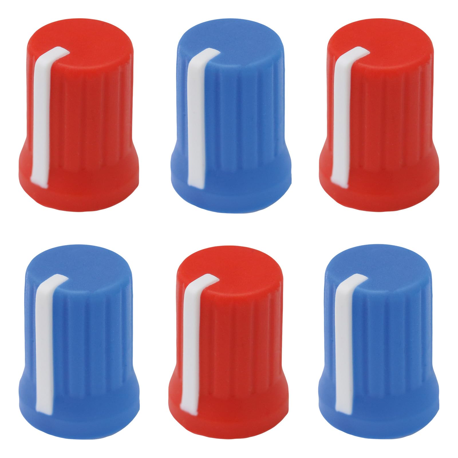 Mixed-Colour 6mm D-Shaft Hole Rubber Grip Vibrant Colour Mixer Knobs - Pack of 6 (3X Red, 3X Blue) — image 1