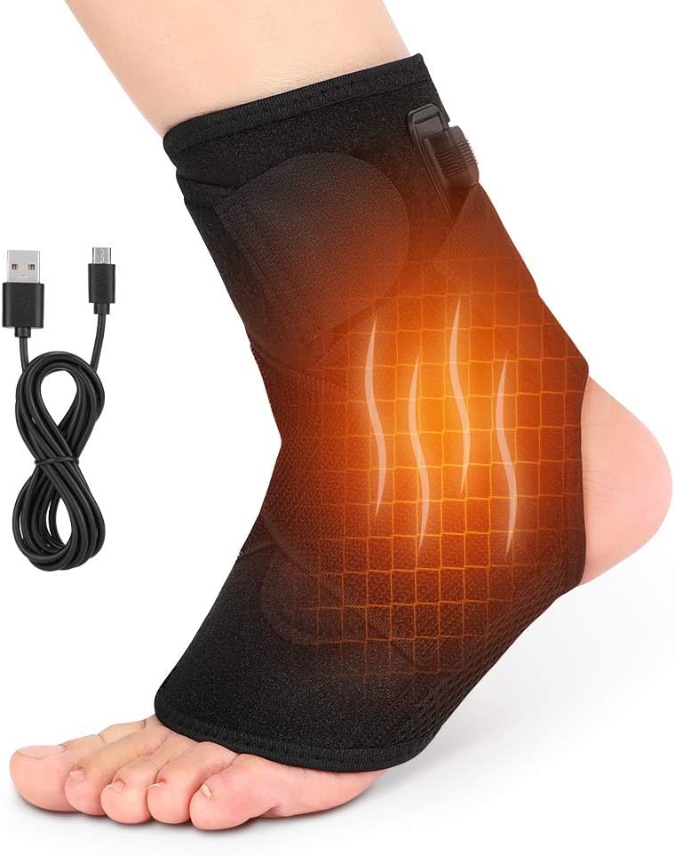 Heating Ankle Support, Compression Heated Ankle Brace, Heat Therapy to