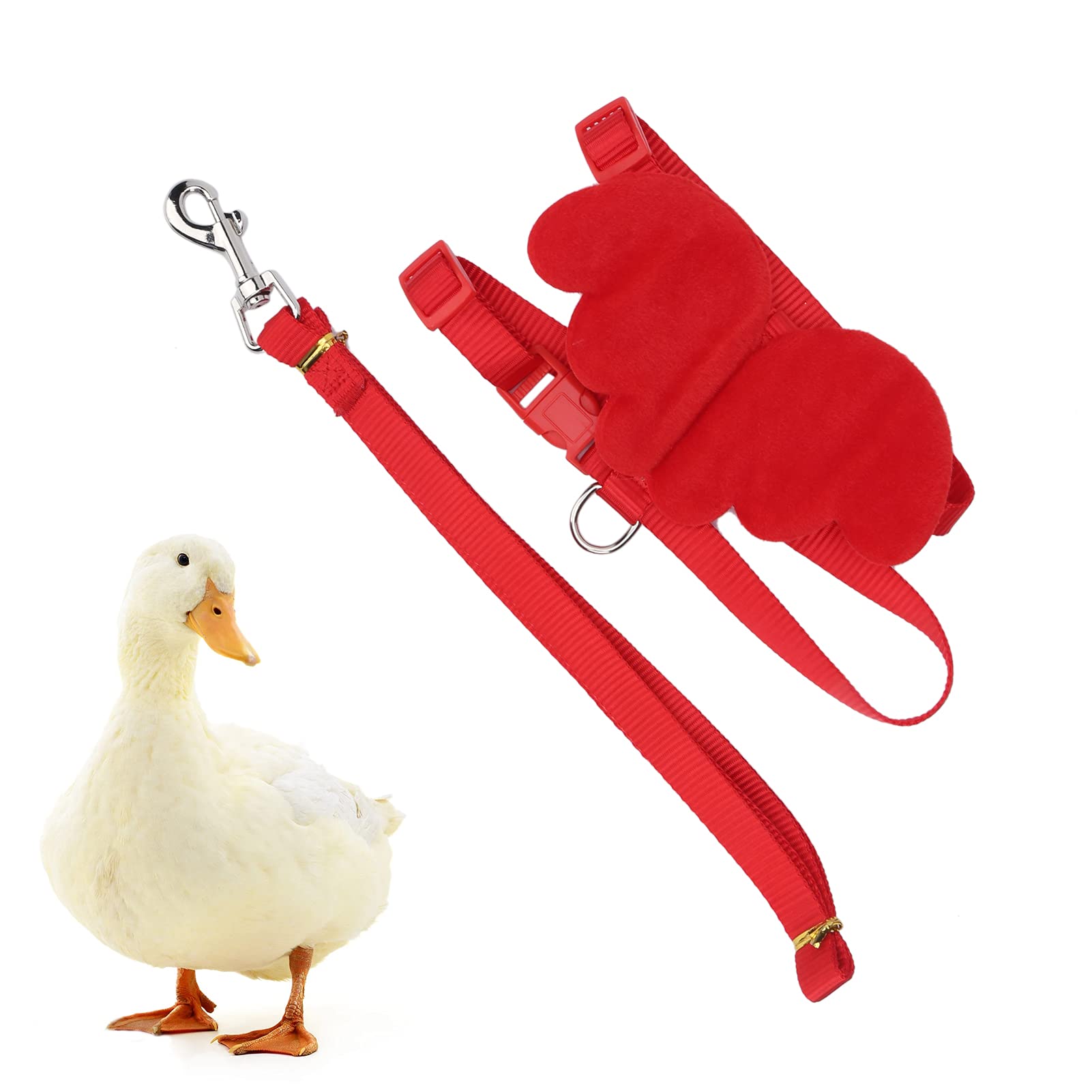 Duck Harness and Lead Adjustable Chicken Walking Harness Breathable Pet Vest for Duck Chicken Hen Training Walking(Red M)