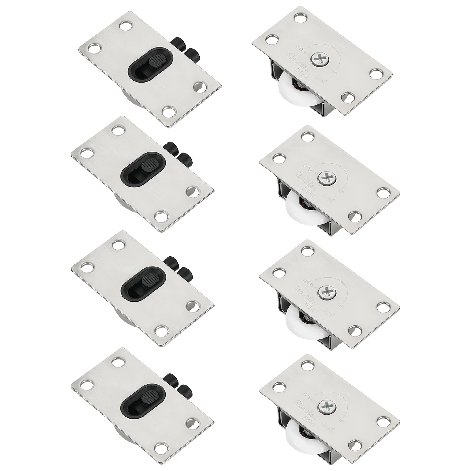 8Pcs(4 Sets) Sliding Wardrobe Door Wheels Nylon Door Roller Stainless Steel Furniture Wardrobe Roll Rollers for Sliding Gate Furniture Wardrobe Cupboard Cabinet Hardware Accessories Home Renovation