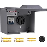 Perpending 50 Amp Rv Outlet Box with Breaker,Rv Electrical Outlet,UL Listed NEMA 14-50 Outlet Box,Prewired,Weatherproof,Lockable Electrical Power Box for RV Camper Trailer Motorhome