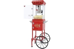 Popcorn Machine Maker With 8 Oz Kettle Makes Up to 32 Cups Popcorn Machine Cart Vintage-Style Popper on Wheels Popcorn Machin
