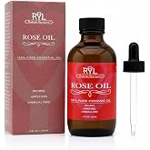 Rose Essential Oil Organic, Large 4 Fluid Ounce, 100% Pure Natural Therapeutic Organic Grade Rose Oil, Aromatherapy, Relaxation, Skin Therapy, Perfume &amp; Diffusers, Soap Making, DIY Beauty