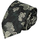 Wintrade 3.15in/8cm Mens Tie, Jacquard Floral Formal Polyester Classic Check Necktie for Business Wedding