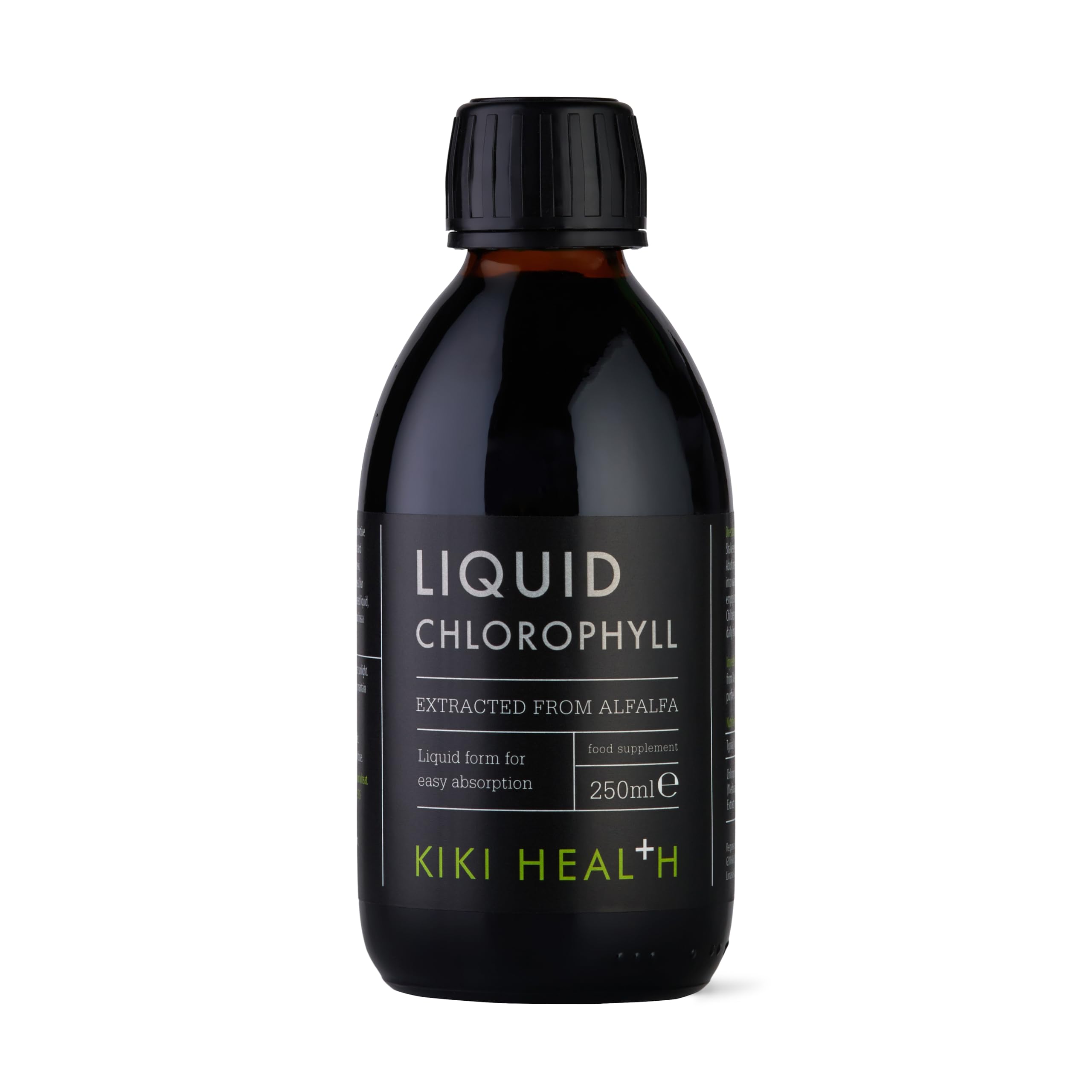 KIKI Health - Liquid Chlorophyll, Extracted from Alfalfa - 100mg Chlorophyll Extract Per Serving - Natural Internal Deodoriser - 100% Natural Ingredients - Vegan Friendly - 250ml
