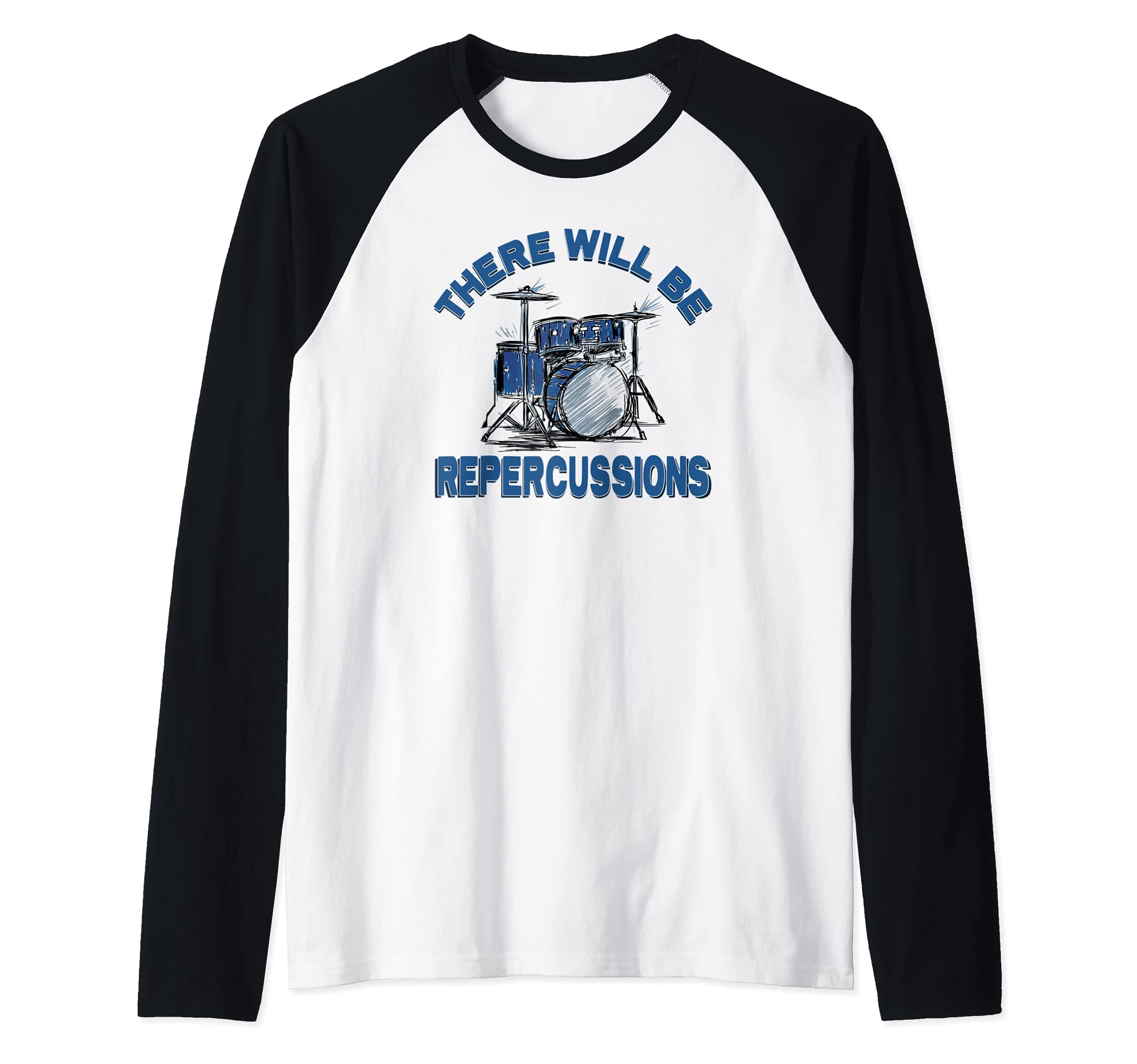 Drum Kit Drummer Percussion Music Player Raglan Baseball Tee
