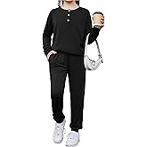 Arshiner Girls Clothes Crew Neck Long Sleeve Tops and Pants Set with Pockets Fall Outfits 5-13 Years