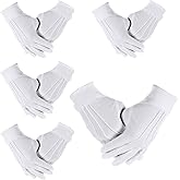 KFHENSOMR 5 Pairs White Cotton Gloves for Men Women, Polyester Uniform Parade Costume Gloves for Halloween Church Police Funeral Server Usher Formal Tuxedo Server Jewelry Inspection Guard