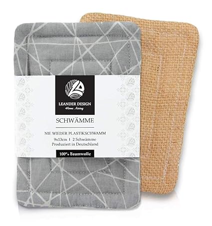 2er-Pack Spülschwämme im Set 9x13cm – aus Baumwolle in Premiumqualität – Handgearbeitet – umweltfreundliches Abwaschen – Küch