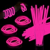 Taikula 60 Pack 8” Pink Glow Sticks Bulk with 60 Connectors Neon Glow In The Dark Party favors Supplies for Holiday Birthday Party Decoration (Pink)