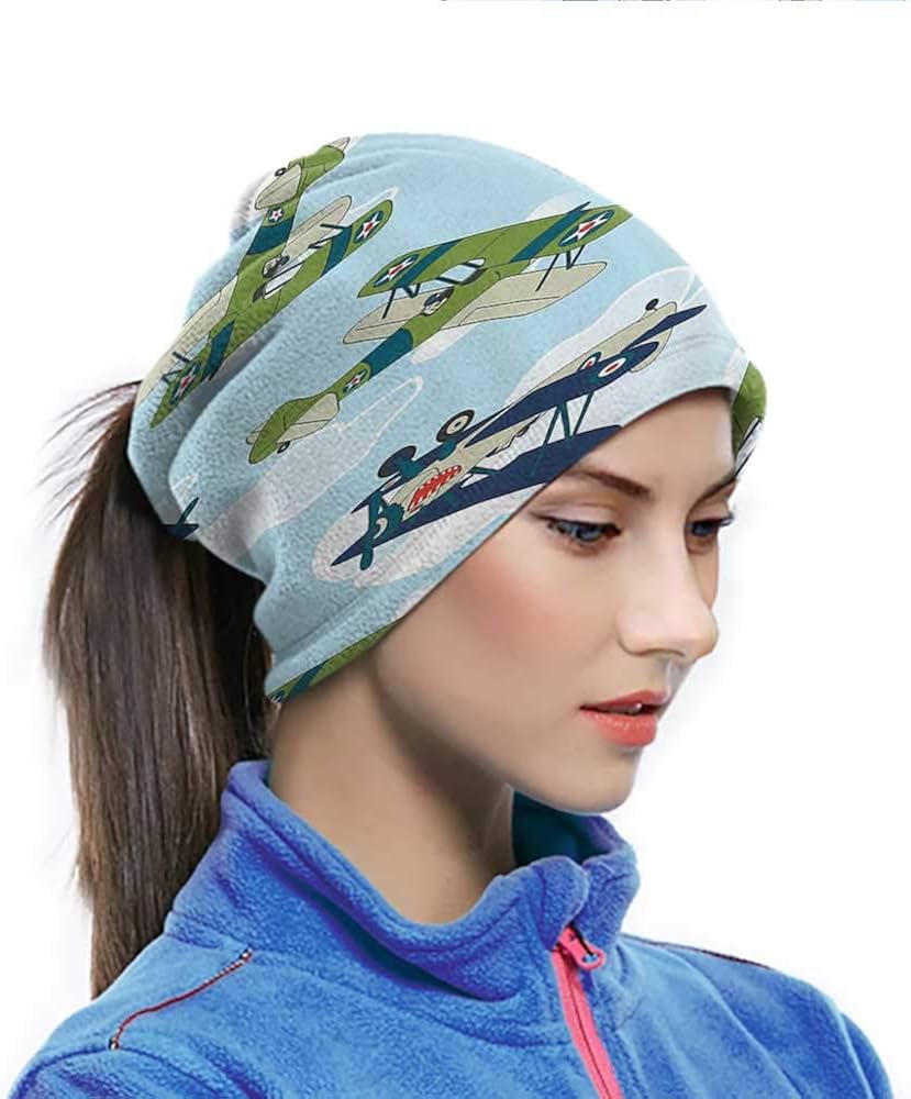 Face Cover Neck Warmer Airplane Decor Collection Neck Gaiter for Dust Vintage Allied Plane Flying Pattern Cartoon Children Kids Repeating Toys Shark Teeth Image for Motorcycling Running 10x11.6 inch