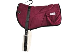 Harrison Howard Ergonomically Designed Correct Bareback Pad with Side Pockets Extra Thick Center for Maximum Support Anti-Slip Bareback Pad Comes with Matching Girth