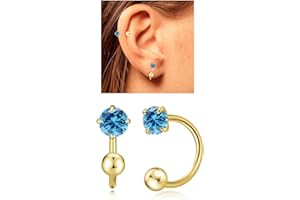 3mm Huggie Hoop Birthstone Earrings for Women Girl Hypoallergenic Minimalist Tiny Stud Earrings Boho Colored Screw Cartilage 