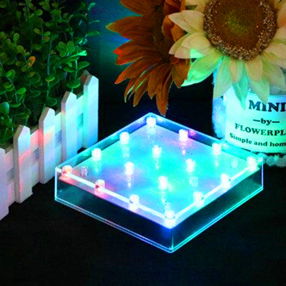 Lacgo 5'' Square Acrylic LED Vase Base Plate Light, with 16 Bright