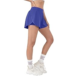 Aurefin Women's 2 in 1 Flowy Running Shorts High