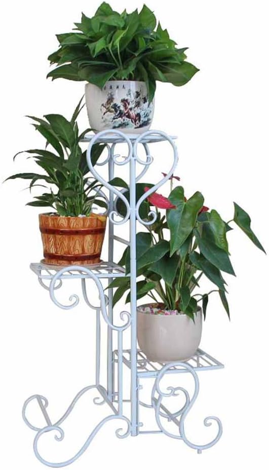 DS Flower stand Flower Rack - European 3-layer White Wrought Iron Floor-standing Flower Pot - Standing Shelf Indoor Garden Patio Shelf Bonsai Decoration Display Holder #
