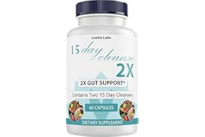 LOATIA LABS 15 Day Cleanse 2X - Double Gut & Colon Support - Advanced Gut Cleanse Detox for Women & Men with Alfalfa, Cascara Sagrada, Probiotics & Psyllium Husk - Non-GMO - Made in USA - 60 Capsules (1 Bottle)