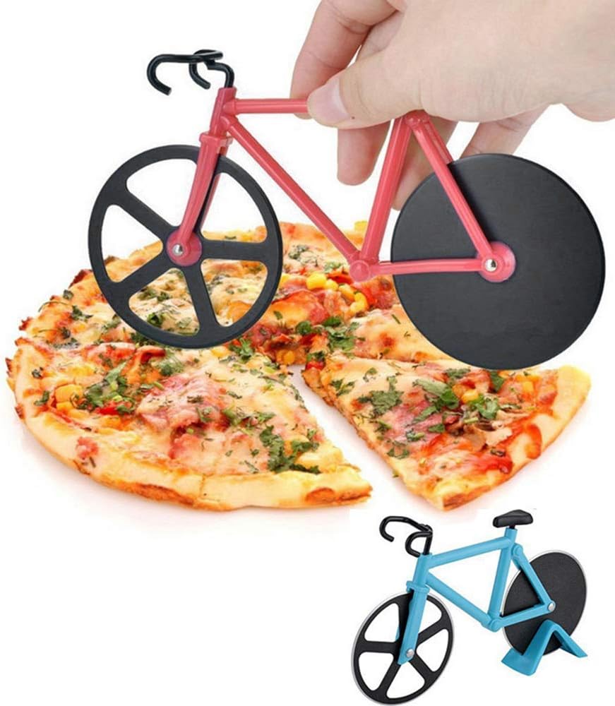 ZZSNT (Pack of 2) Bicycle Pizza Cutter, Funny Pizza Wheel Slicer with