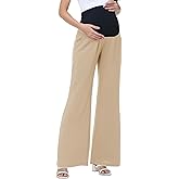 CEITAJUI Women's Maternity Pants Wide Leg High Waist Casual Palazzo Beach Pants Comfy Pregnancy Trousers