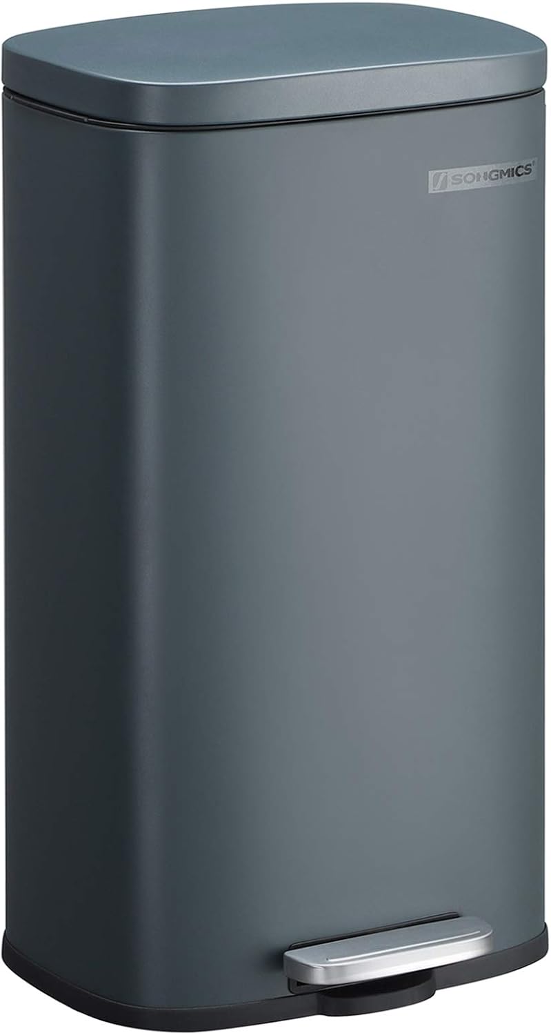 SONGMICS Kitchen Rubbish Bin, Pedal Trash Can 30L, with Plastic Inner